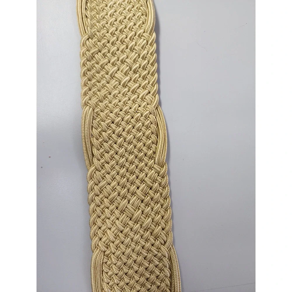 Lauren Ralph Lauren Belt Woven Weave Gold‎ D-Ring Adjustable Classic Style 43